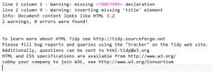 Validate HTML: Errors found