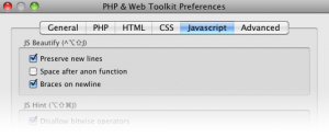 Configuration options JSTidy ("JSBeautifier")